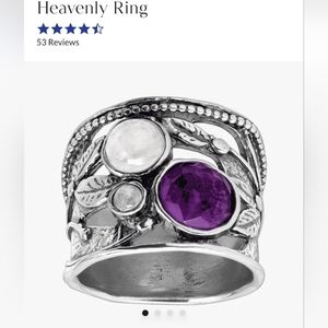 Silpada Sterling Silver 'Heavenly' Amethyst & Moostone Ring R4411 Size 9.5 RARE